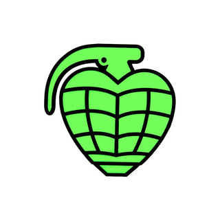 Thunder Sticker Grenade Diecut LG 7" x 7.5" Green