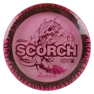 Discraft Disc Golf FuZed Line Scorch with Flame Pattern Distance Driver 11/6/-2/2 Red with Black Flame/Magenta 167-169g
