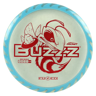 Discraft Disc Golf Fuzed Line Buzzz with Saw Pattern Midrange 5/4-1/1 Clear with Blue Saw/Red 175-176g