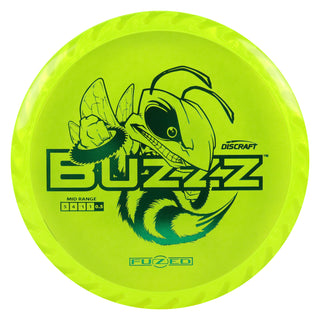 Discraft Disc Golf Fuzed Line Buzzz with Saw Pattern Midrange 5/4-1/1 DayGlo with Silver Saw/Turquoise 177-180g