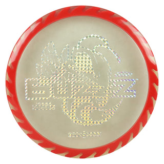 Discraft Disc Golf Fuzed Line Buzzz with Saw Pattern Midrange 5/4-1/1 Clear with Red Saw/Holo Prisms 175-176g
