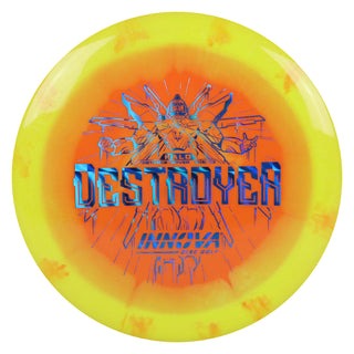 Innova Disc Golf Halo Star Destroyer Distance Driver 12/5/-1/3 Yellow Orange/Blue Prism Wave 158 grams