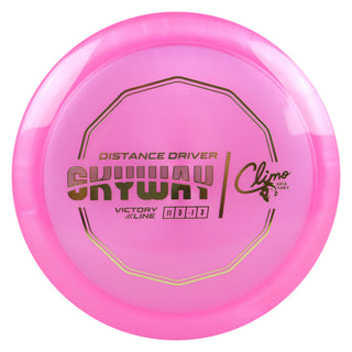 Climo Disc Golf Victory Line Skyway Distance Driver 11/5/-1/3 Pink/Gold 171 grams