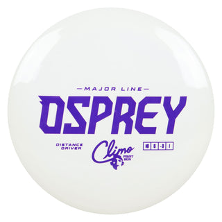 Climo Disc Golf Major Line First Run Osprey Distance Driver 10/6/-3/1 White/Purple 172 grams
