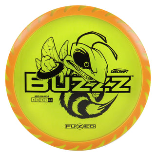 Discraft Disc Golf Fuzed Line Buzzz with Saw Pattern Midrange 5/4-1/1 Clear Orange/Black 170-172g