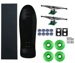 Moose Old School 30" Black, Hollow Silver/Green Trucks, 58mm Green Wheels