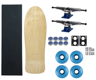 Moose Old School 30" Natural, Hollow Silver/Blue Trucks, 58mm Blue Wheels