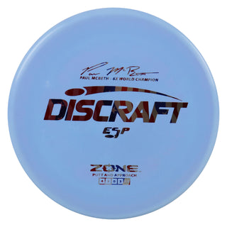 Discraft Disc Golf Paul McBeth Signature ESP Zone Putter 4/3/0/3 Light Blue/USA 173-174g