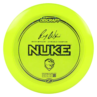 Discraft Disc Golf Ricky Wysocki Signature Series Z Line Nuke Driver 13/5/-1/3 Yellow/Black Stars 170-172g