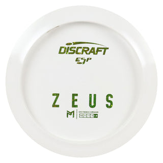 Discraft Disc Golf Paul McBeth ESP Zeus Solid White Distance Driver 12/5/-1/3 White/Green Shimmer 173-174g