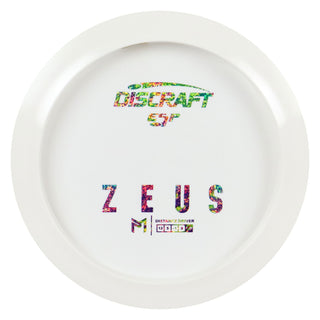Discraft Disc Golf Paul McBeth ESP Zeus Solid White Distance Driver 12/5/-1/3 White/Tie Dye Shimmer 173-174g