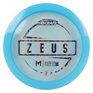 Discraft Disc Golf Paul McBeth Z Lite Zeus Distance Driver 12/5/-1/3 Light Blue/USA 159 grams