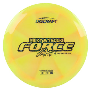 Discraft Disc Golf Ricky Wysocki 2025 Tour Series Z Swirl Force Driver 12/5/0/3 Yellow/Black Holo Prisms 173-174g