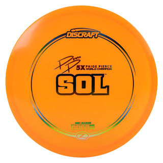 Discraft Disc Golf Paige Pierce Signature Z Sol Midrange 4/5/-3/0 Orange/Blue Metallic 173-174g