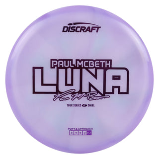 Discraft Disc Golf Paul McBeth 2025 Tour Series Z Swirl Luna Putter 3/4/0/2 Purple/Purple 173-174g