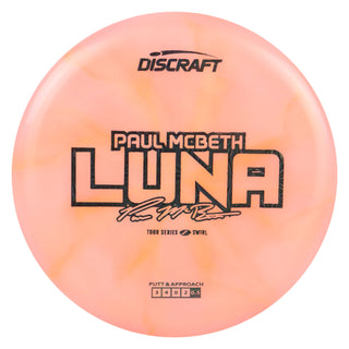 Discraft Disc Golf Paul McBeth 2025 Tour Series Z Swirl Luna Putter 3/4/0/2 Peach/Black Holo Prisms 170-172g