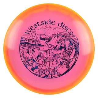Westside Disc Golf VIP-X Orbit Warship - Westside at the Beach Yellow Pink/Navy 173 grams