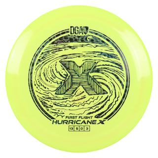 DGA Disc Golf First Flight LE Swirl Hurricane X Distance Driver Yellow/Black Holo Stars 173-174g