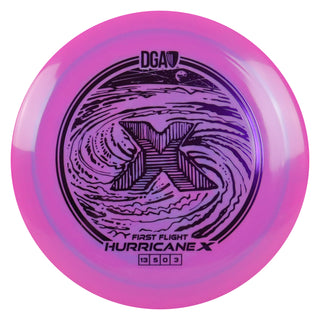 DGA Disc Golf First Flight LE Swirl Hurricane X Distance Driver Dark Pink/Purple 173-174g