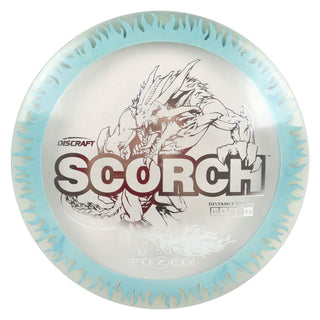 Discraft Disc Golf FuZed Line Scorch with Flame Pattern Distance Driver 11/6/-2/2 Clear with Light Blue Flame/Silver 173-174g