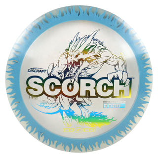 Discraft Disc Golf FuZed Line Scorch with Flame Pattern Distance Driver 11/6/-2/2 Clear with Blue Flame/Blue Metallic 173-174g