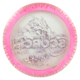 Discraft Disc Golf FuZed Line Scorch with Flame Pattern Distance Driver 11/6/-2/2 Clear with Hot Pink Flame/Flowers 173-174g