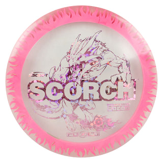 Discraft Disc Golf FuZed Line Scorch with Flame Pattern Distance Driver 11/6/-2/2 Clear with Hot Pink Flame/Flowers 173-174g