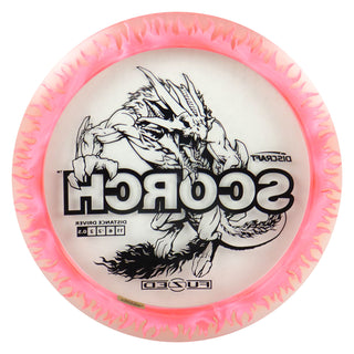 Discraft Disc Golf FuZed Line Scorch with Flame Pattern Distance Driver 11/6/-2/2 Clear with Pink Flame/Black 173-174g