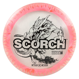Discraft Disc Golf FuZed Line Scorch with Flame Pattern Distance Driver 11/6/-2/2 Clear with Pink Flame/Black 173-174g