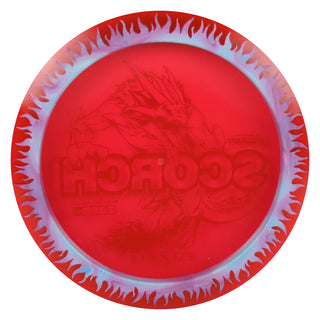 Discraft Disc Golf FuZed Line Scorch with Flame Pattern Distance Driver 11/6/-2/2 Red with Cotton Candy Flame/Lavender 173-174g
