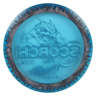 Discraft Disc Golf FuZed Line Scorch with Flame Pattern Distance Driver 11/6/-2/2 Blue with Black Flame/Green 173-174g