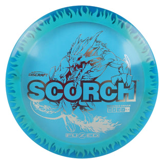 Discraft Disc Golf FuZed Line Scorch with Flame Pattern Distance Driver 11/6/-2/2 Blue with Pastel Yellow Flame/Silver 173-174g