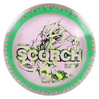 Discraft Disc Golf FuZed Line Scorch with Flame Pattern Distance Driver 11/6/-2/2 Clear with Dark Green Flame/Camo 173-174g
