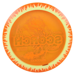 Discraft Disc Golf FuZed Line Scorch with Flame Pattern Distance Driver 11/6/-2/2 Orange with Pastel Yellow Flame/Green 167-169g