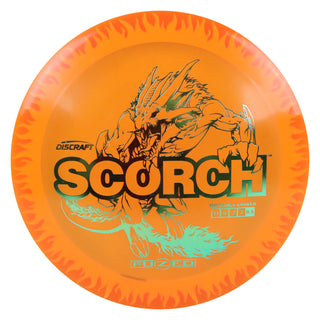 Discraft Disc Golf FuZed Line Scorch with Flame Pattern Distance Driver 11/6/-2/2 Orange with Pastel Yellow Flame/Green 167-169g