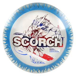 Discraft Disc Golf FuZed Line Scorch with Flame Pattern Distance Driver 11/6/-2/2 Clear with Blue Flame/USA 173-174g