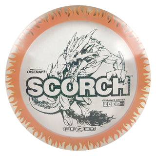 Discraft Disc Golf FuZed Line Scorch with Flame Pattern Distance Driver 11/6/-2/2 Clear with Brown Flame/Black Prisms 173-174g