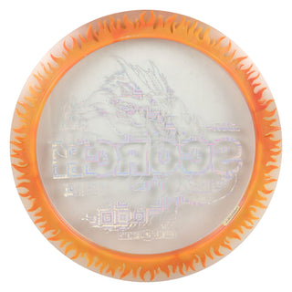 Discraft Disc Golf FuZed Line Scorch with Flame Pattern Distance Driver 11/6/-2/2 Clear with Orange Flame/Cubic Prisms 173-174g