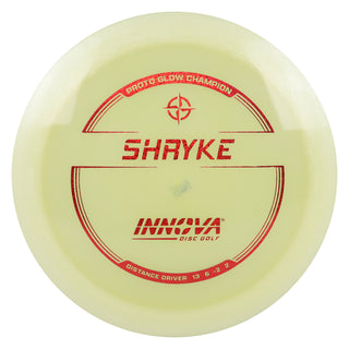 Innova Disc Golf Proto Glow Champion Shryke Distance Driver 13/6/-2/2 Glow/Red Shimmer 173 grams