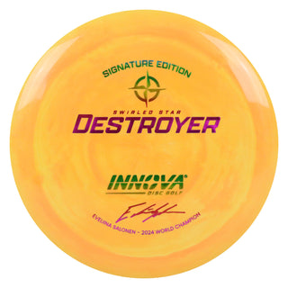 Innova Disc Golf Evelina Salonen 2024 World Champion Swirled Star Destroyer Distance Driver 12/5/-1/3 Mango/Rainbow 168 grams