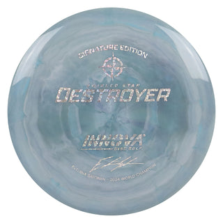 Innova Disc Golf Evelina Salonen 2024 World Champion Swirled Star Destroyer Distance Driver 12/5/-1/3 Grey Blue/Holo Stars 173 grams