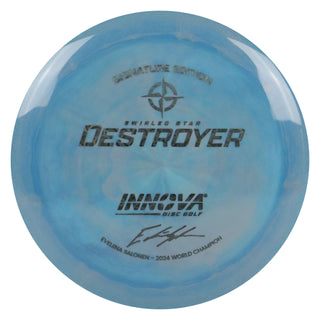 Innova Disc Golf Evelina Salonen 2024 World Champion Swirled Star Destroyer Distance Driver 12/5/-1/3 Storm Blue/Black Prisms 173 grams