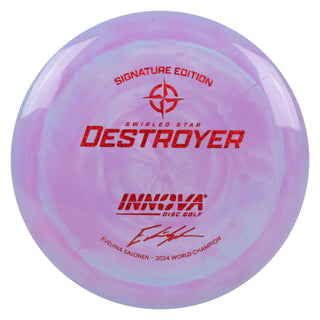 Innova Disc Golf Evelina Salonen 2024 World Champion Swirled Star Destroyer Distance Driver 12/5/-1/3 Purple Blue/Red Shimmer 171 grams
