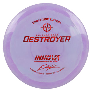 Innova Disc Golf Evelina Salonen 2024 World Champion Swirled Star Destroyer Distance Driver 12/5/-1/3 Purple/Red Shatter 159 grams