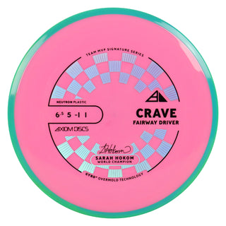 Axiom Discs Project Lab Coat Sarah Hokom Neutron Crave Fairway Driver 6.5/5/-1/1 Pink/Teal Yellow 163 grams