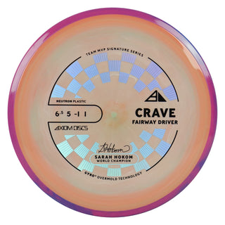 Axiom Discs Project Lab Coat Sarah Hokom Neutron Crave Fairway Driver 6.5/5/-1/1 Orange Grey/Purple Pink 162 grams