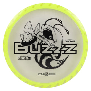 Discraft Disc Golf Fuzed Line Buzzz with Saw Pattern Midrange 5/4-1/1 Clear with Yellow Saw/Black 175-176g