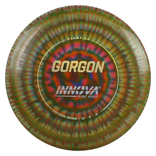 Innova Disc Golf Champion I-Dye Gorgon Distance Driver 10/6/-2/1 Green Splats/Gold Holo 173 grams