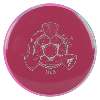 Axiom Disc Golf Neutron Hex Midrange 5/5/-1/1 Maroon/Pink Blue 176 grams