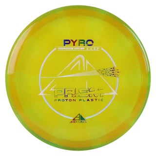 Axiom Disc Golf Pyro Prism Midrange Proton Plastic 5/4/0/2.5 Gold/Green Shimmer 177 grams